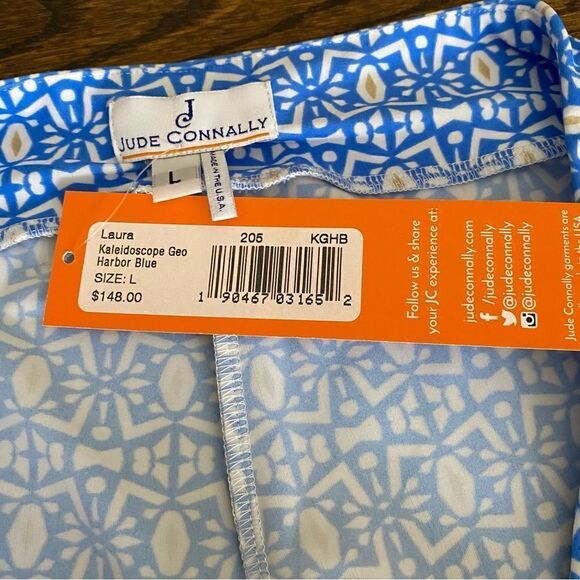 Jude Connally Laura Pant Kaleidoscope Geo Harbor Blue Pants Large NWT - Picture 3 of 5